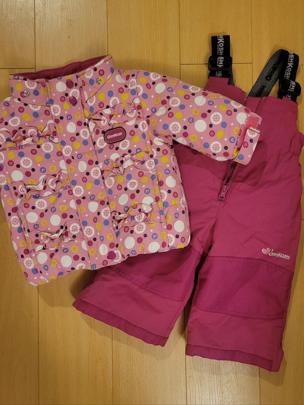 OshKosh B'gosh Pink Dot Ruffle Kids Winter Jacket & Snow Pants Set